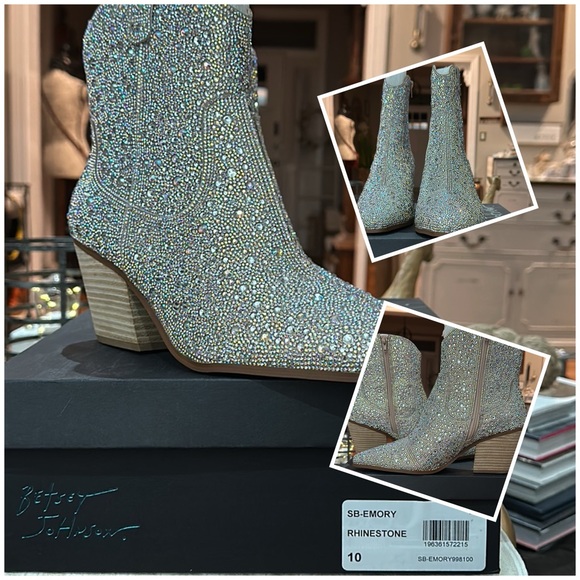 Betsey Johnson Shoes - Betsey Johnson Emory Rhinestone Western Boot in Silver Metallic, Size 10 BNIB
